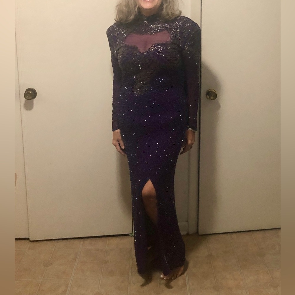 Purple Sequenced Silk Formal Dress 💜🌹